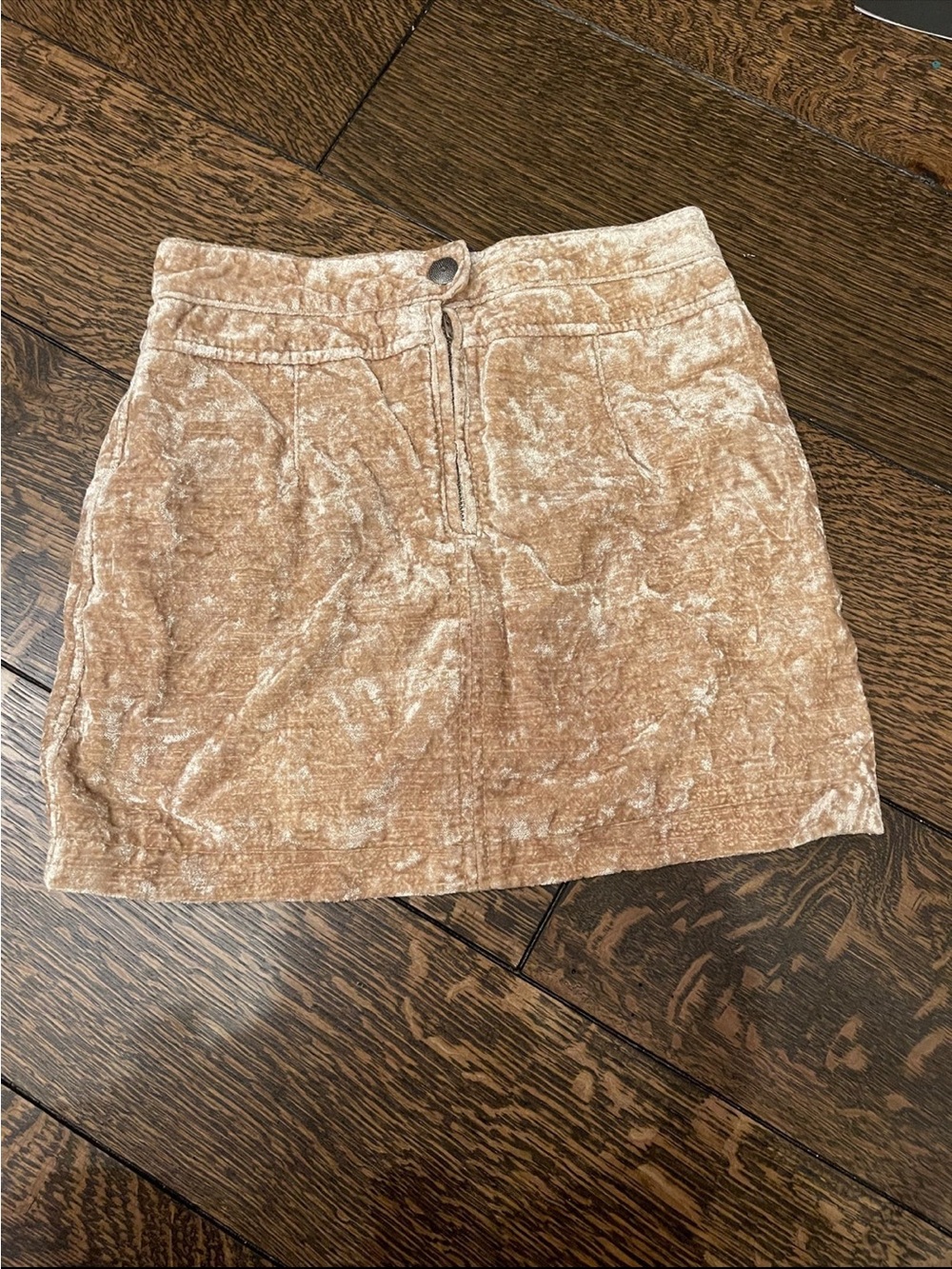 Free People Crushed Velve Skirt in Light Tan